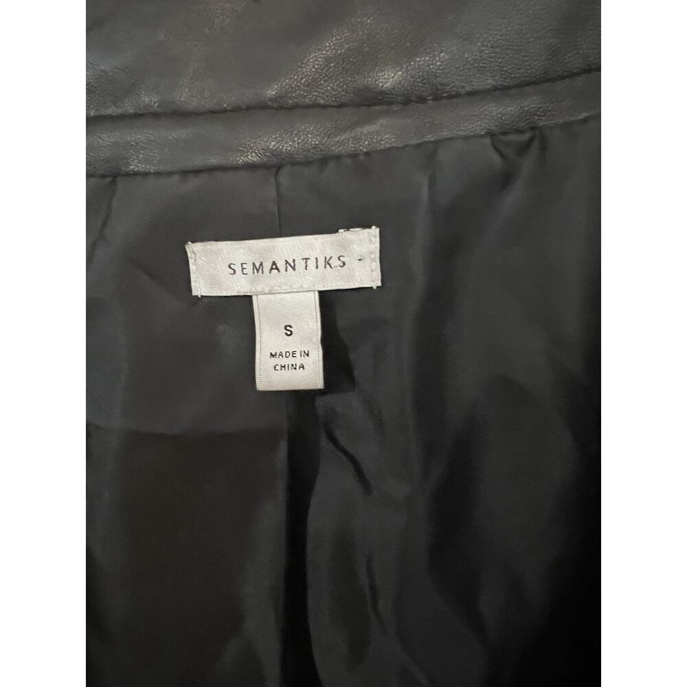 Vintage 90s Semantiks Black Genuine Leather Blazer Jacket S Clean Girl - Picture 12 of 13